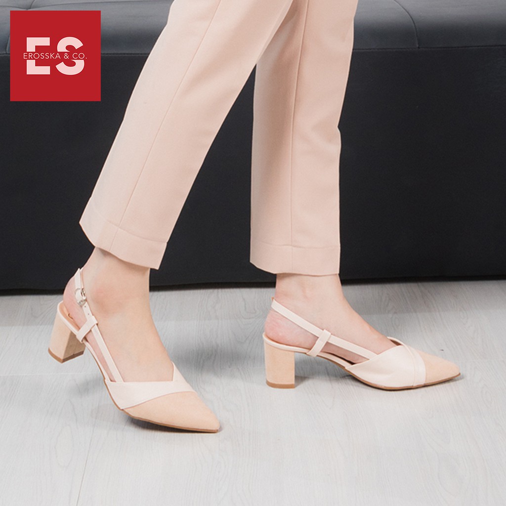 Giày Sandal Nữ Đế Bệt Mũi Nhọn Thời Trang Erosska EL005 ( Màu Nude) #8