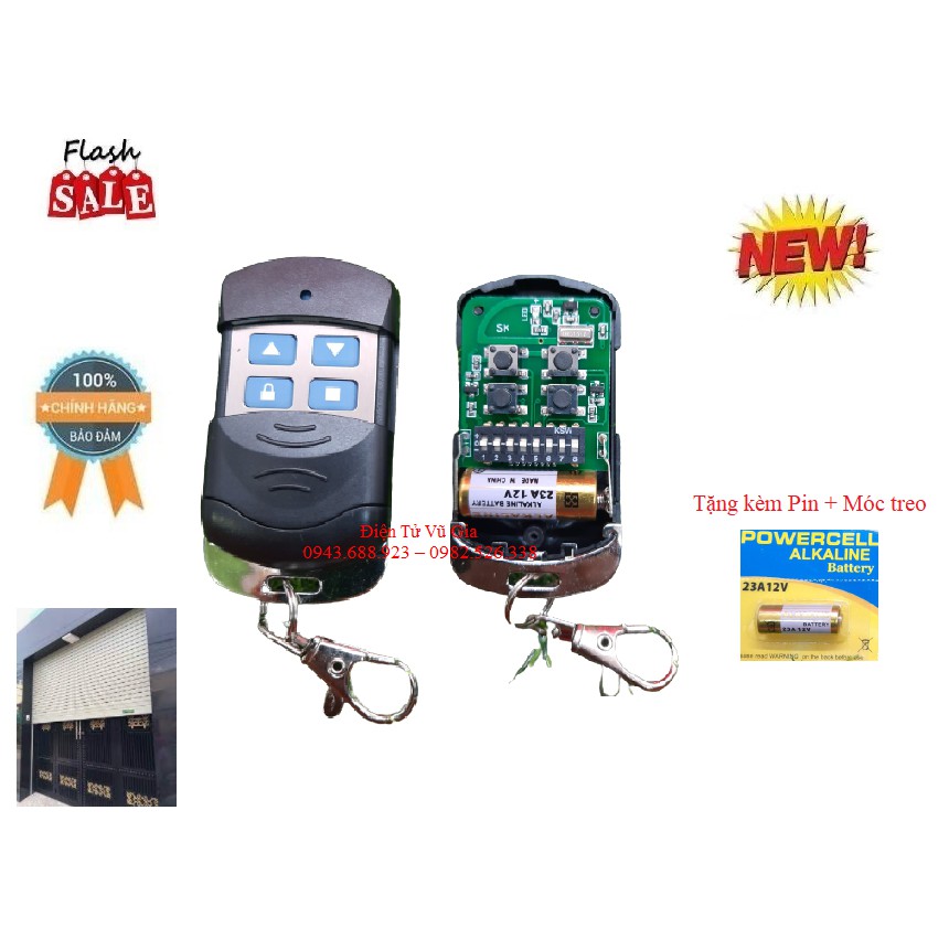 Remote Điều khiển cửa cuốn mã gạt, chống nước, vỏ thép không gỉ- Hàng chính hãng mới 100% Tặng kèm Pin!!!