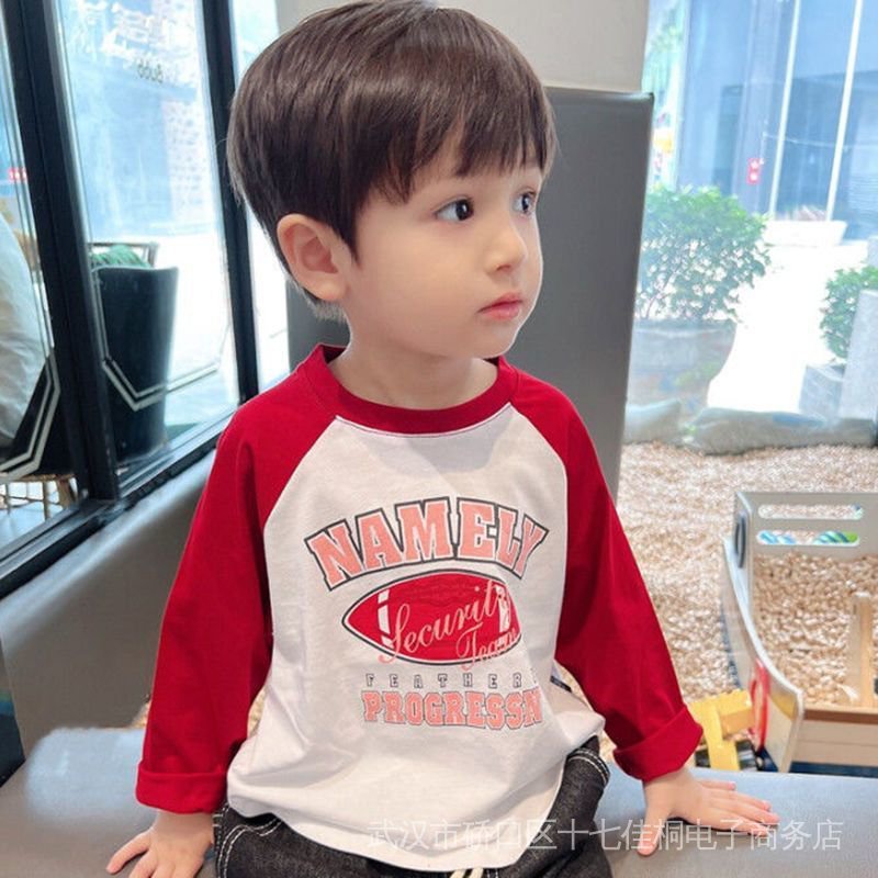 Seventeen [Hàng Có Sẵn Miễn Phí Vận Chuyển Áo Thun Raglan Cotton Nguyên Chất Dài Tay Mềm Mại Phong Cách Mùa Thu 2022 Mới Cho Bé Trai