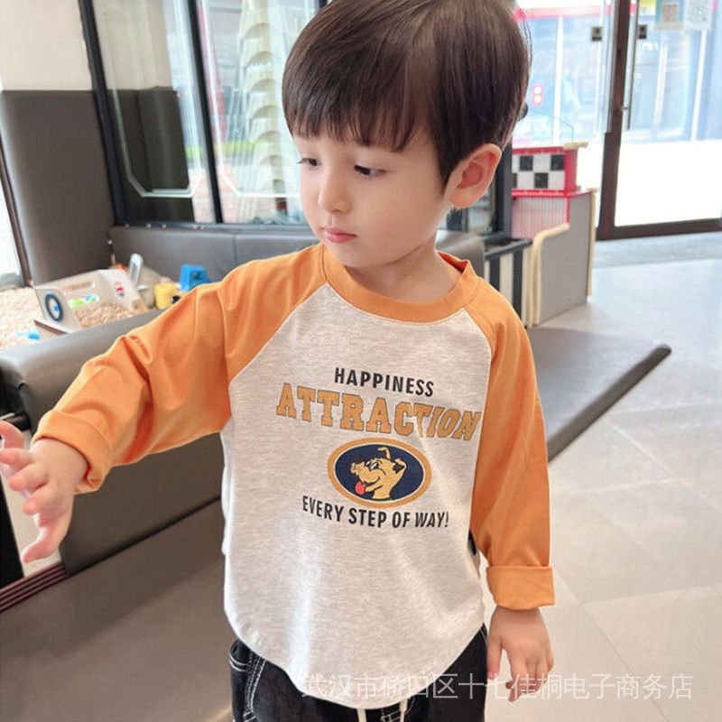 Seventeen [Hàng Có Sẵn Miễn Phí Vận Chuyển Áo Thun Raglan Cotton Nguyên Chất Dài Tay Mềm Mại Phong Cách Mùa Thu 2022 Mới Cho Bé Trai