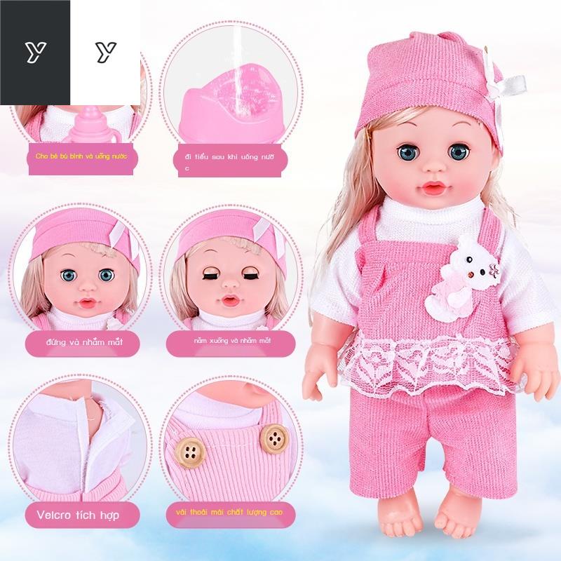 ◕Đồ chơi trẻ em xe đẩy bé gái bằng cao su mềm búp bê nhà nhỏ mô phỏng mua sắm