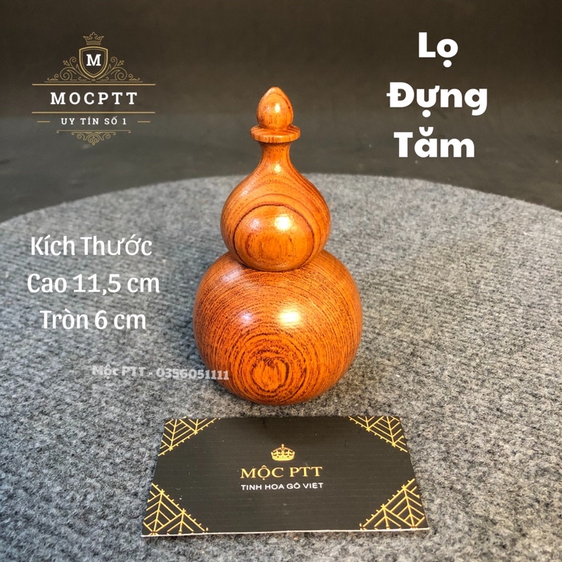 Lọ Đựng Tăm Hồ Lô 7 x 12cm gỗ Hương Đá vân cực đỉnh
