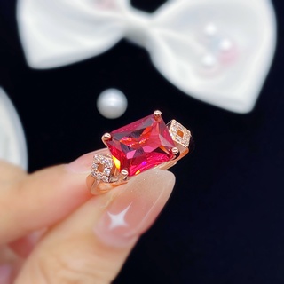 Nhẫn thép không gỉ đính đá ruby thời trang cho nữ