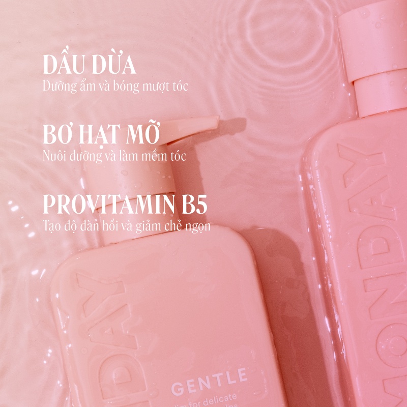 Combo Dầu Gội và Dầu Xả dành cho dành cho tóc thường, mỏng, dễ gãy, nhuộm Monday Gentle 354ml