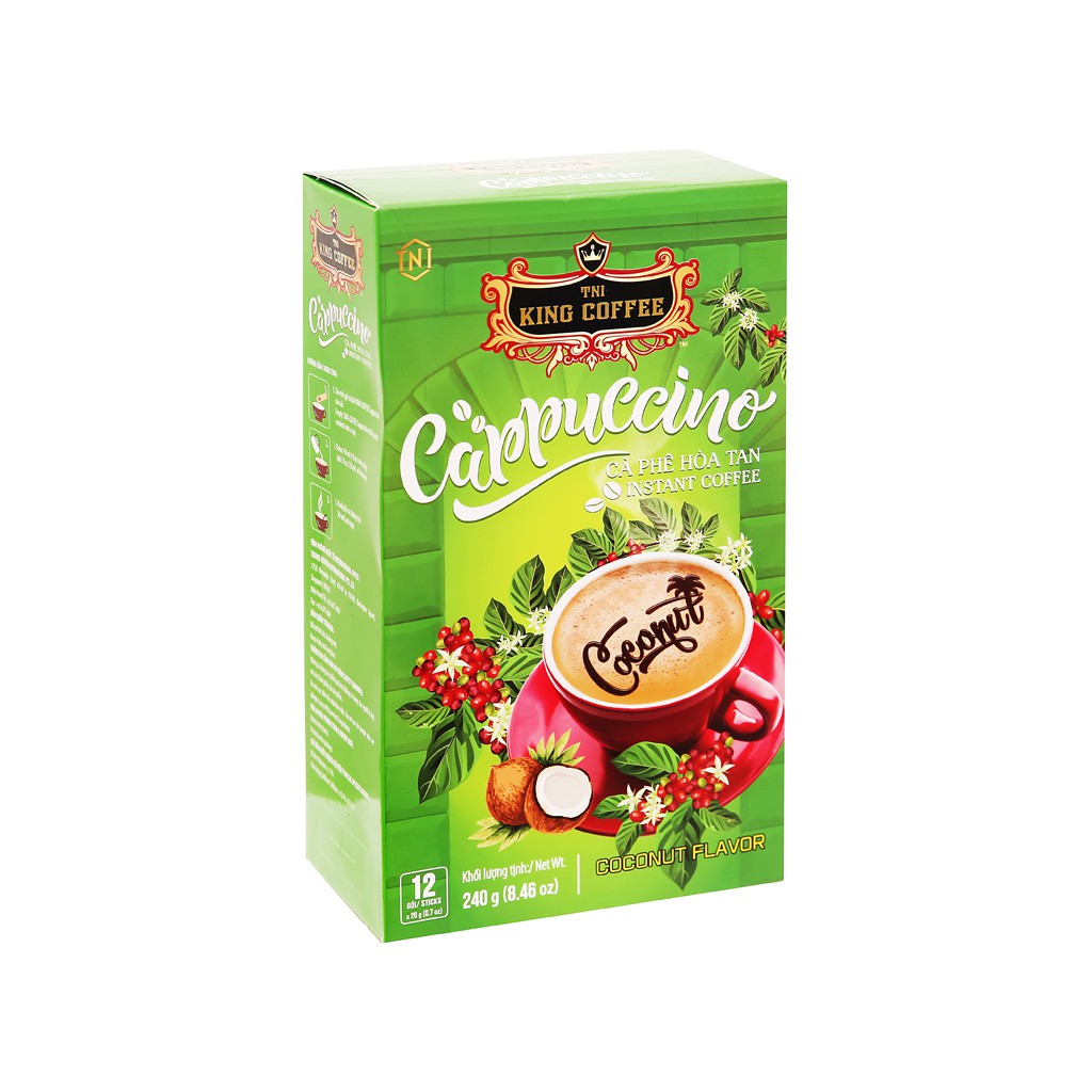 Cà phê Cappuccino TNI King Coffee hương dừa 240g