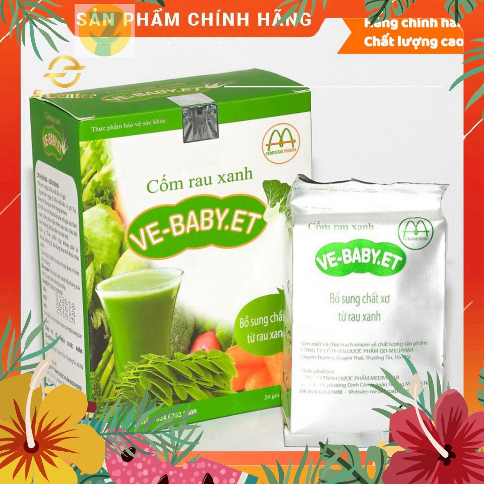 Cốm Rau Xanh Vebaby.ET - Seven Smile - hộp 30 gói - hỗ trợ tiêu hóa, đầy hơi ở trẻ em và người lớn