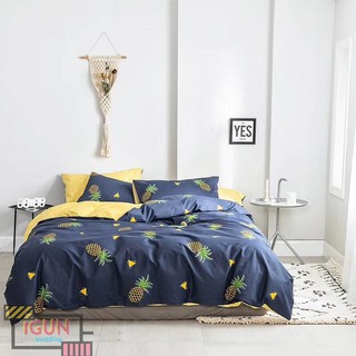 set DỨA CHÍN VÀNG TÍM bộ Chăn Ga Gối 4 món COTTON ORGANIC 100% nhập khẩu HÀN QUỐC