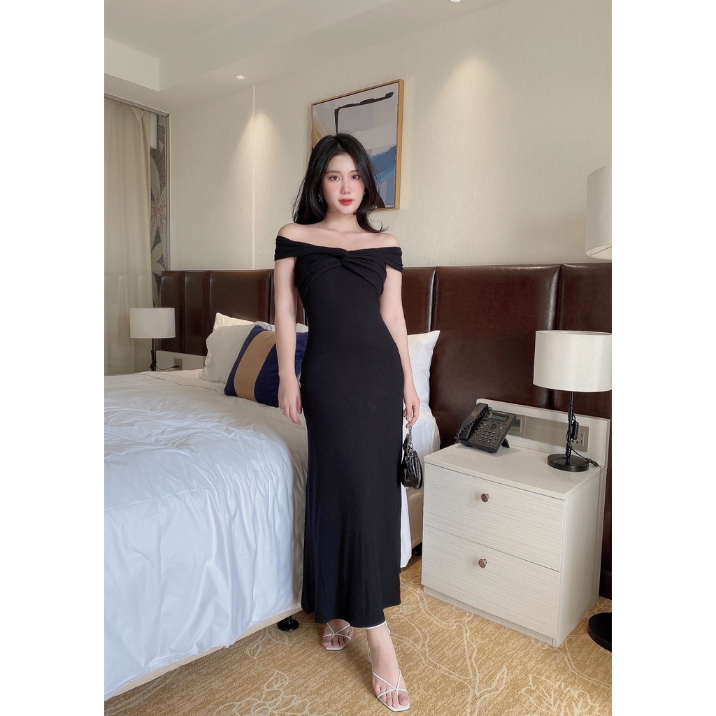 Đầm Dự Tiệc Bẹt Vai Thanh Lịch | BigBuy360 - bigbuy360.vn