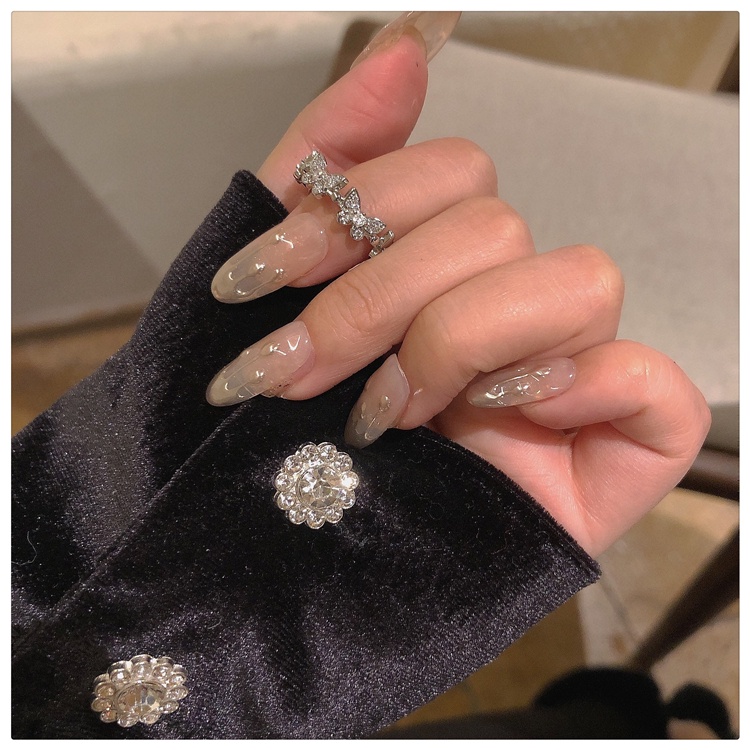 Nhẫn Mở Hình Bướm Đính Đá Pha Lê Thời Trang Thanh Lịch Dành Cho Nữ