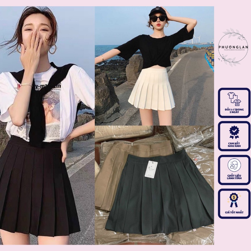 Chân váy tennis xếp ly dáng chữ A ngắn PHULA kiểu xòe nhẹ nhàng style Hàn Quốc Ulzzang cho nữ