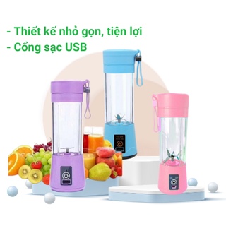 Máy xay sinh tố cầm tay mini, sạc pin tích điện, cổng sạc USB, gọn nhẹ thuận tiện, máy 6 dao, 380ml