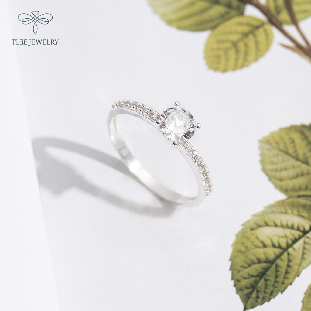 Nhẫn bạc nữ TLEE ổ đá 4 chấu viền đá bằng sang trọng NCJ A0202