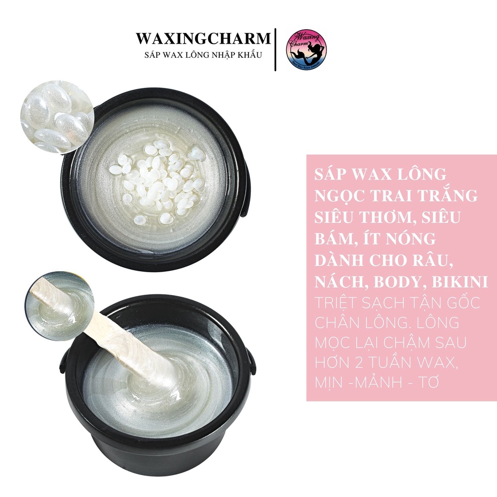 Sáp Wax Lông Nóng Pearl White Hard Wax Beans WaxingCharm  Dành Cho Mặt, Râu, Nách, Body, Bikini