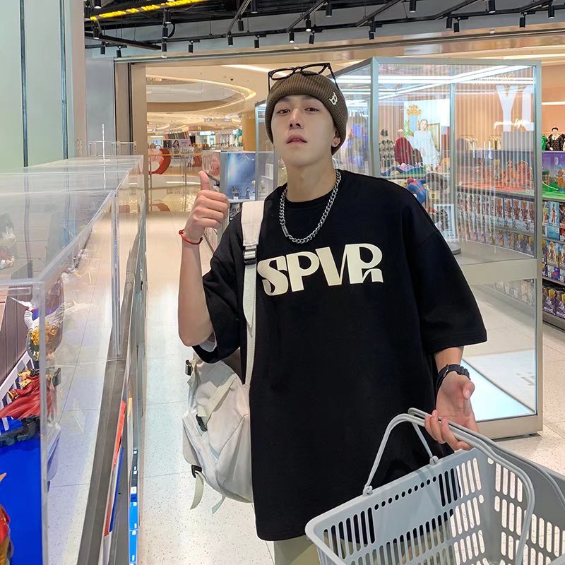 Áo Thun Tay Ngắn Dáng Rộng In Chữ Phong Cách Hip Hop Hàn Quốc Thời Trang Mùa Hè Cho Nam Giới Có Size M-5XL