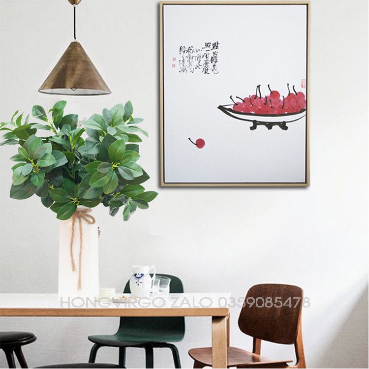 Cành Lá Chè - Cành Lá Giả dài 70cm gồm 5 nhánh decor siêu đẹp giống thật 100%