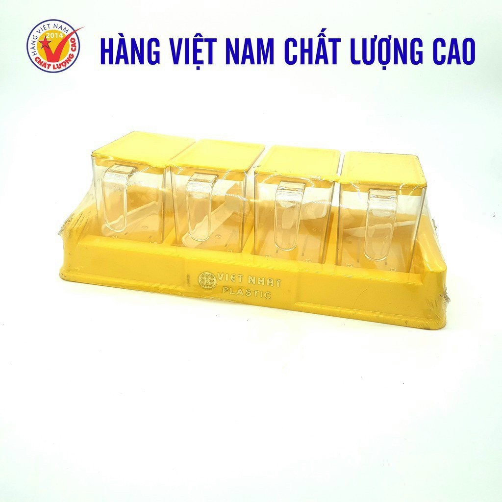 hũ đựng gia vị loiphuongmart,hũ đựng gia vị , set 4 hũ đựng gia vị kèm muỗng có nắp