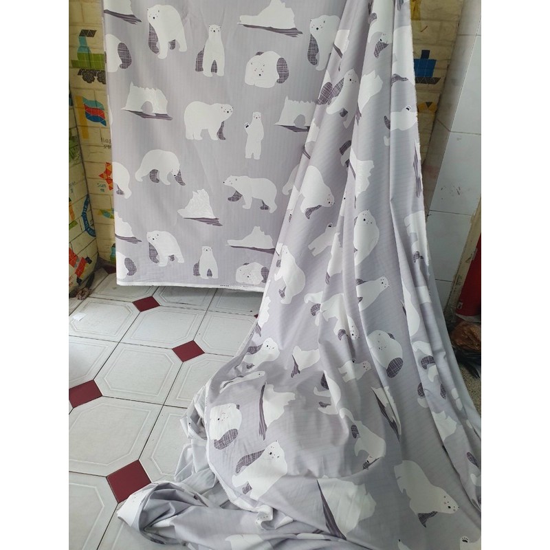 5m vải cotton lụa Hàn quốc khổ m6 chuyên dùng may drap-gấu Bắc cực