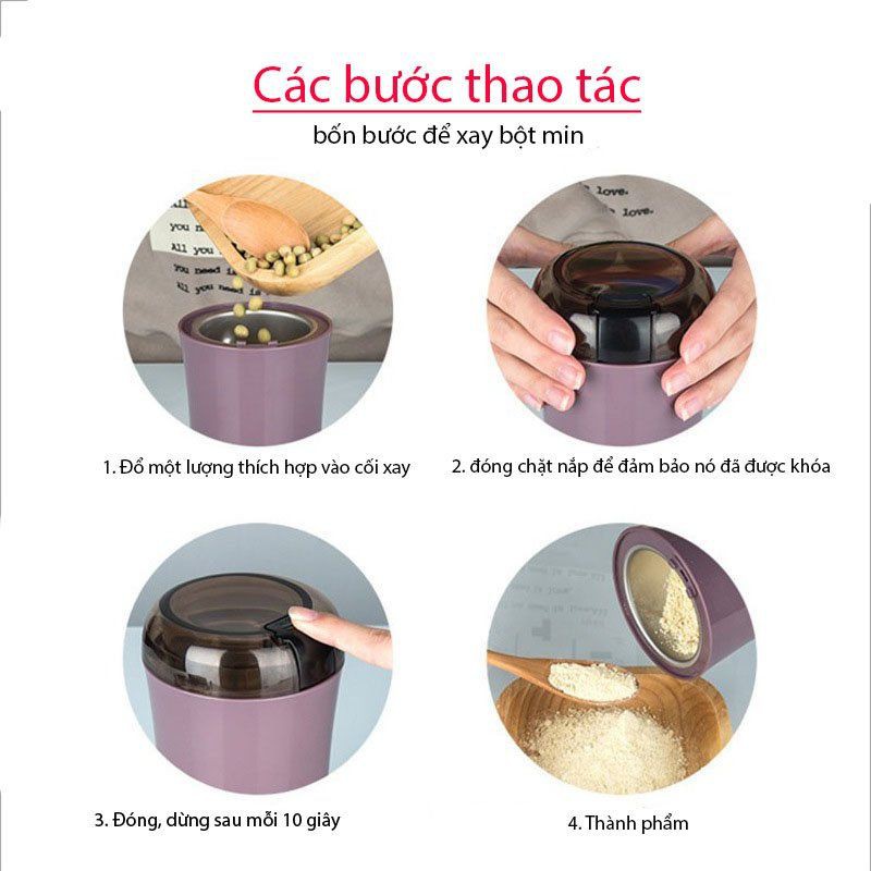 Máy xay ngũ cố, máy xay khô, xay tiêu cafe,  máy xay mini gọn nhẹ tiên lợi [ lưỡi thép không rỉ ]