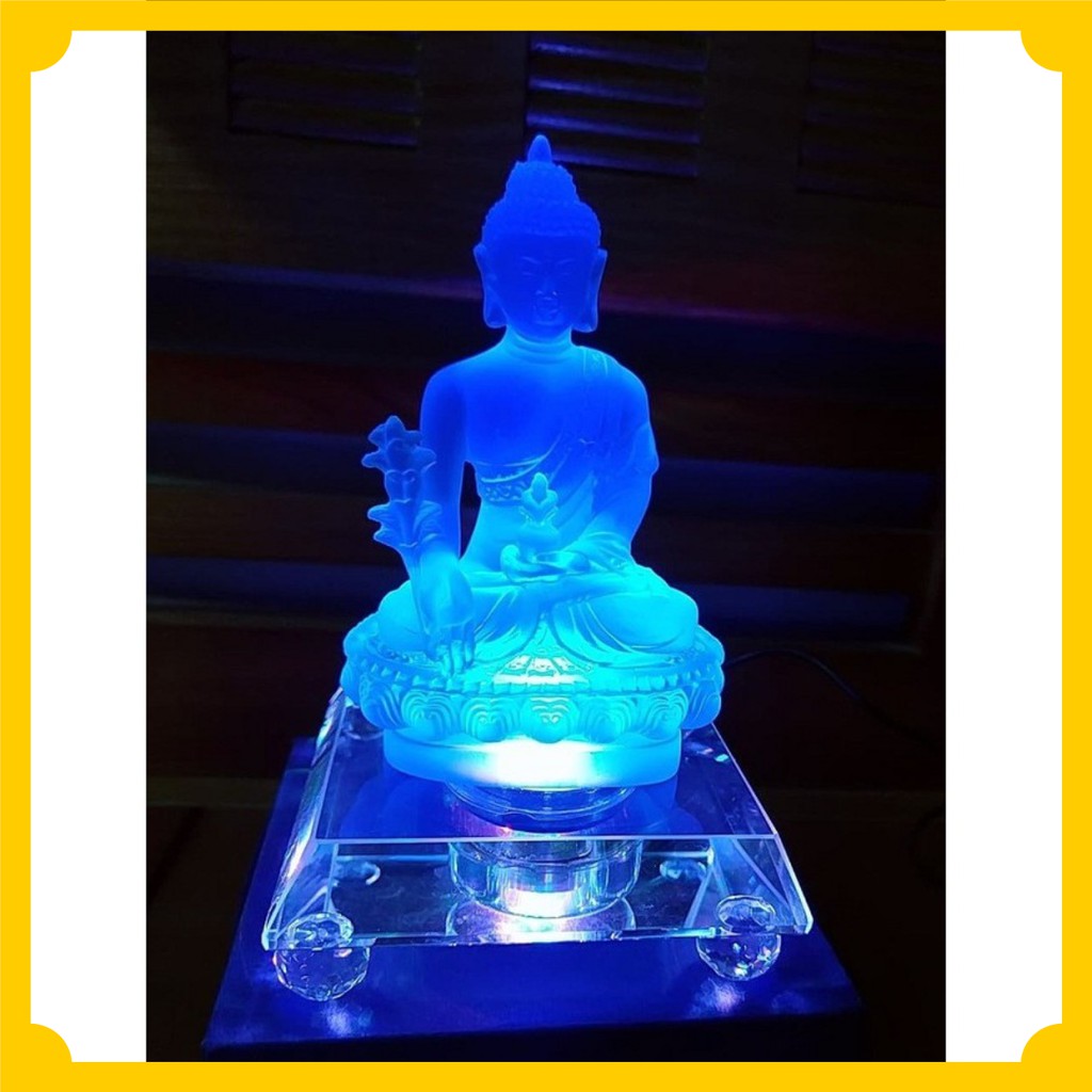 Đế đèn led pha lê đổi màu làm sáng tượng, trang trí size 15x15x3cm