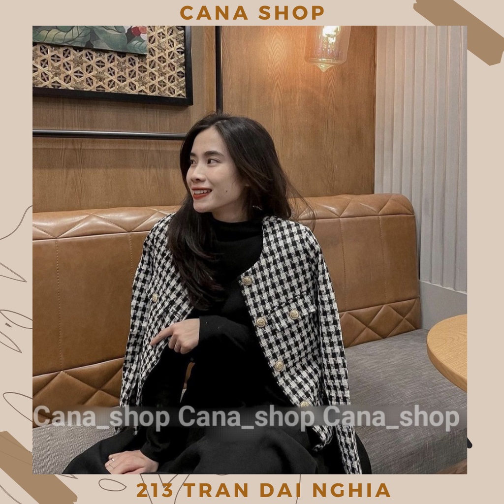 Áo Khoác Dạ Tweed Túi GIả Cúc Ngọc | CANA SHOP