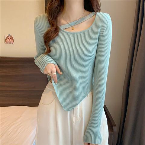 Áo Dệt Kim Màu Trơn Kiểu Pháp Thời Trang Xuân Thu Cho Nữ