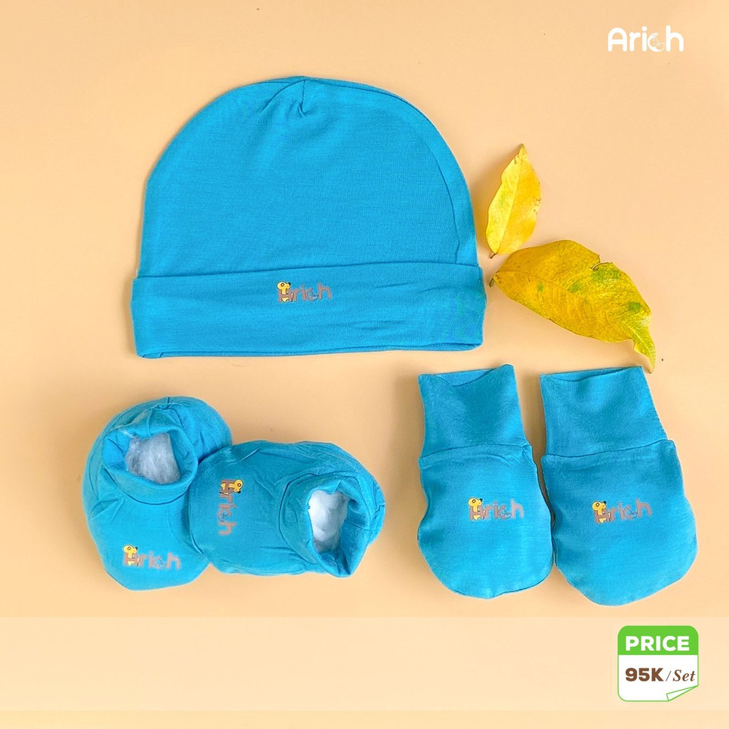 [Mã SKAMCLU8 giảm 10% cho đơn từ 100K] Phụ kiện Mũ , Set bao tay bao chân 0-9M SỢI TRE Arich