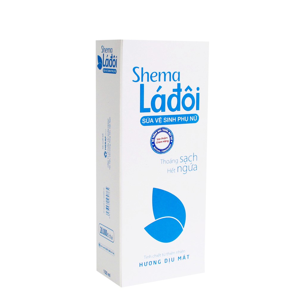 Shema Lá Đôi ( Màu Xanh ) - Chai 100ml - Làm Sạch Vùng Kín, Hương Dịu Mát