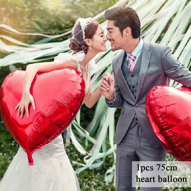 Bong Bóng Lá Nhôm Hình Trái Tim Gấu Trang Trí Đám Cưới Lãng Mạn