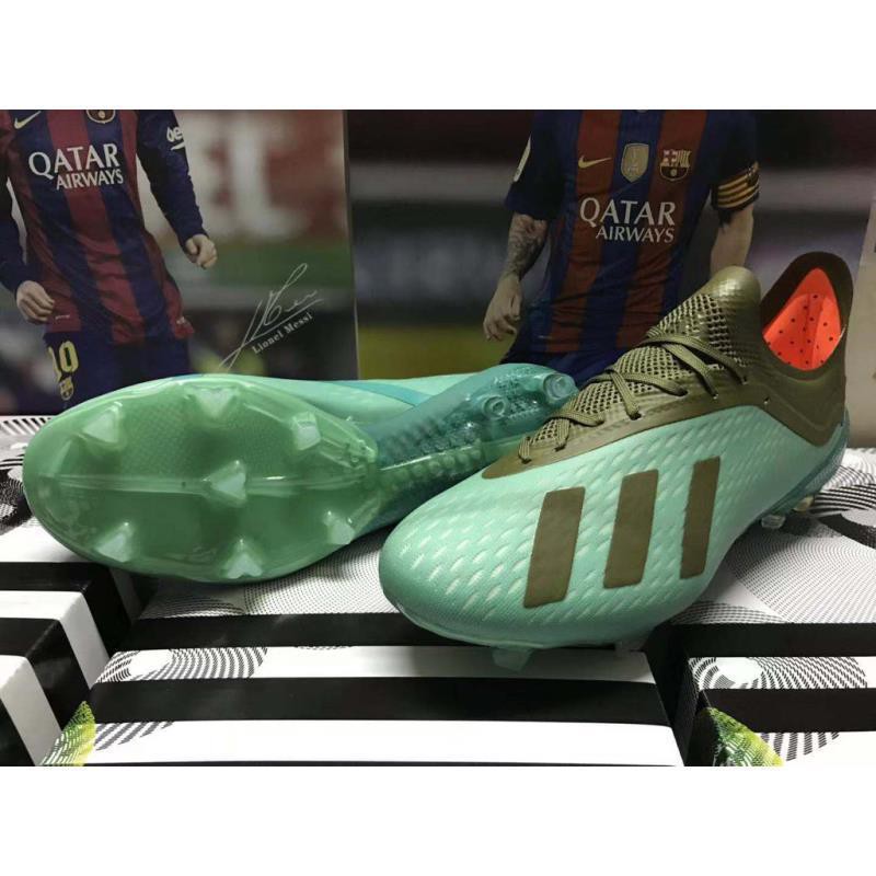 12.12 [XẢ KHO] SALE KHỦNG 9/9 Adidas X18.1 2019 Giày dệt kim không thấm nước màu xanh nước hồ FG Soccer 31 [AK97] ; new