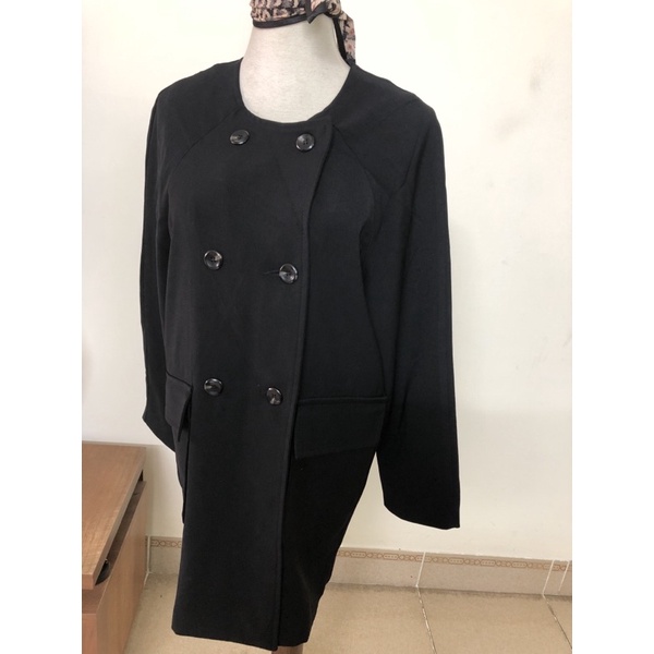 size M to L áo trench coat măngto màu đen nhánh chất xịn 2hand mới đét | BigBuy360 - bigbuy360.vn