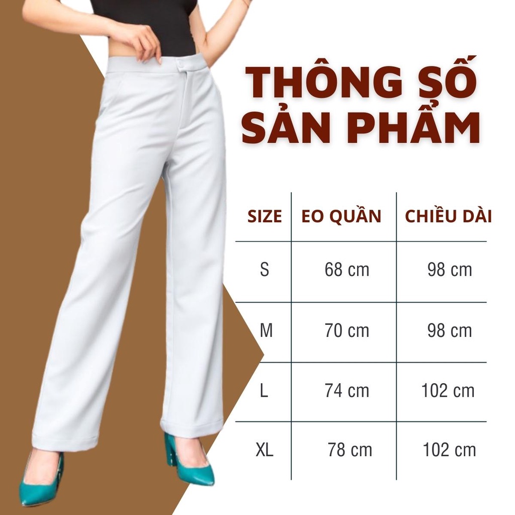 Quần Ống Suông Nữ Dài Cạp Cao Chất Tuyết Mưa Sớ Gỗ Khóa Trước 1 Khuy Phong Cách Trẻ Trung Nhiều Màu