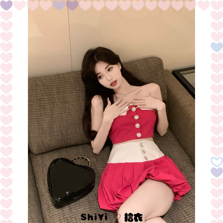 Set Đồ 2 Món Gồm Áo Ống Xiaoxiang Phong Cách Xiaoxiang Có Size Lớn + Chân Váy Lưng Cao Ôm Dáng Cho Nữ