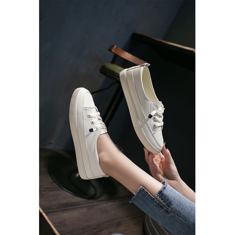 Giày slip on thể thao nữ trắng đế bằng quốc dân ulzzang phối đồ gì cũng đẹp | BigBuy360 - bigbuy360.vn