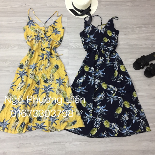 (Ảnh thật) Maxi dứa đan dây