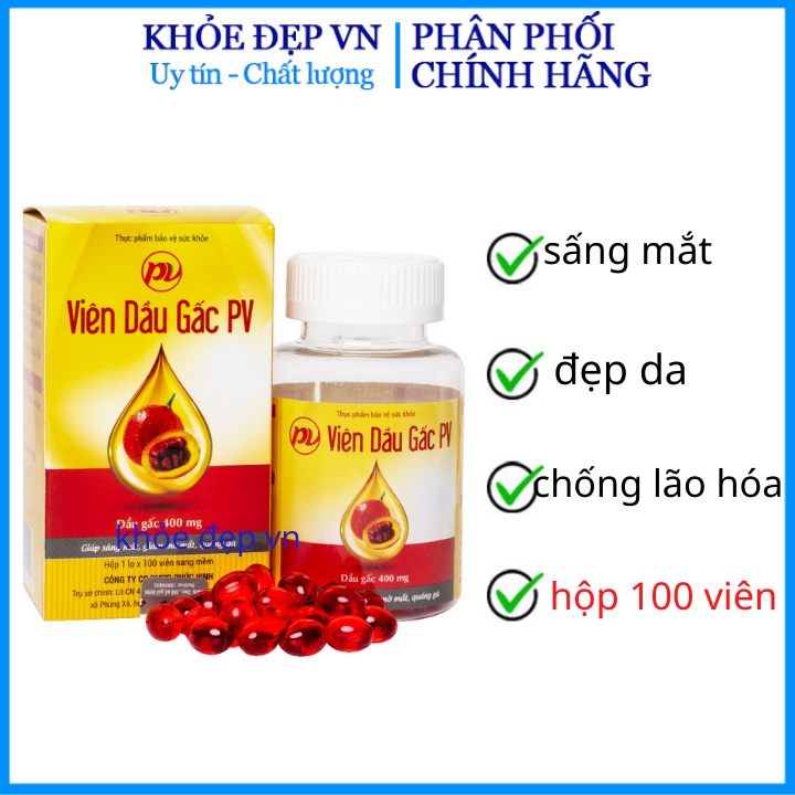 VIÊN DẦU GẤC PHÚC VINH - Giảm lão hóa, bổ mắt, tăng sức đề kháng cơ thể ( LỌ 100 VIÊN)