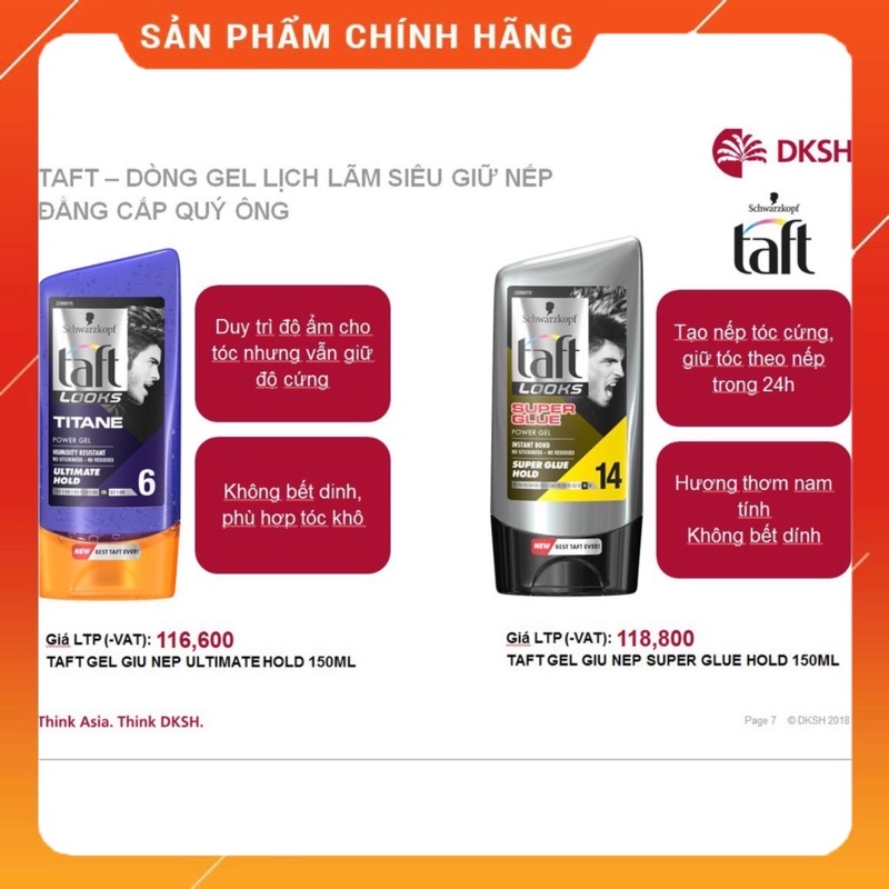 [XẢ LỖ CHẠY DATE] GEL VUỐT TÓC TAFT NHẬP KHẨU CHÍNH HÃNG ĐỨC 150ML