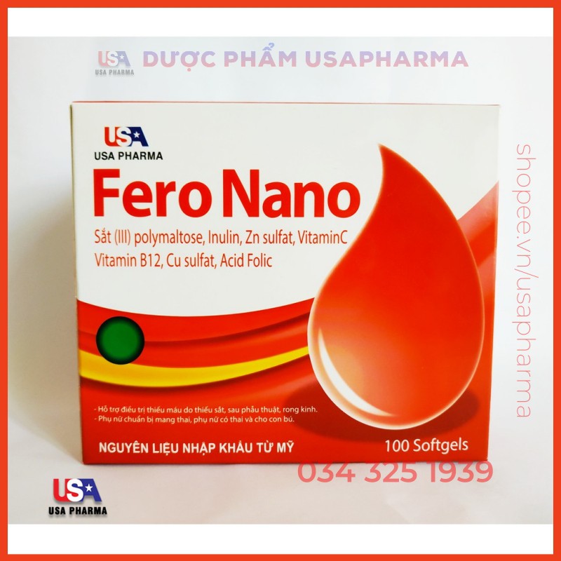 Fero Nano Bổ Sung Sắt, vitamin, hỗ trợ quá trình tạo máu - Tăng Cường Lưu Thông Máu Cho Phụ Nữ Mang Thai