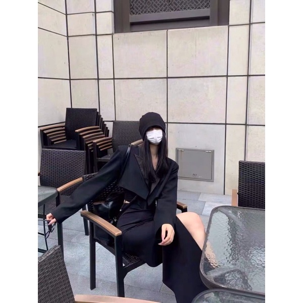 Chân Váy Bút Chì  Đen Cạp Cao Dáng Dài Phong Cách Dark Wear Tabao.