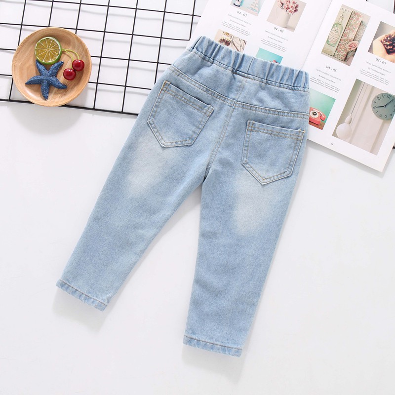 Quần jeans dài họa tiết nhiều màu sắc mẫu 2021 thời trang mùa xuân dành cho bé gái