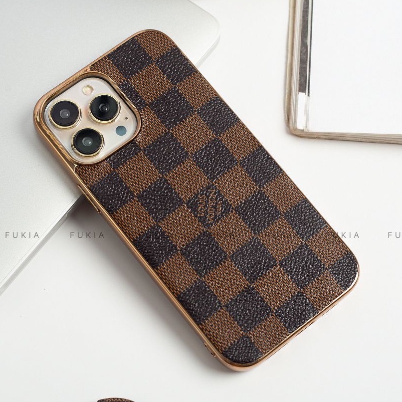 Ốp da thủ công viền gold IV dành cho IPhone 14/14Plus/14Pro/14Promax/13/13Pro/13Promax/12/12Pro/12Promax ODTC164