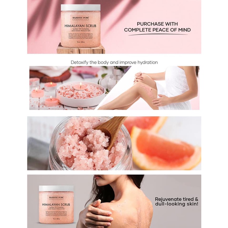 Muối tắm tẩy tế bào chết cho Body_Majestic Pure Himalayan Salt Body Scrub 10oz 283g Hàng Mỹ