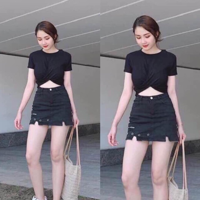 🔥FREESHIP🔥 Áo Croptop Xoắn Bụng Cá Tính D&N (Áo Thun Croptop Dễ Thương) cho bạn thêm xinh đẹp và tự tin dạo phố - LANA