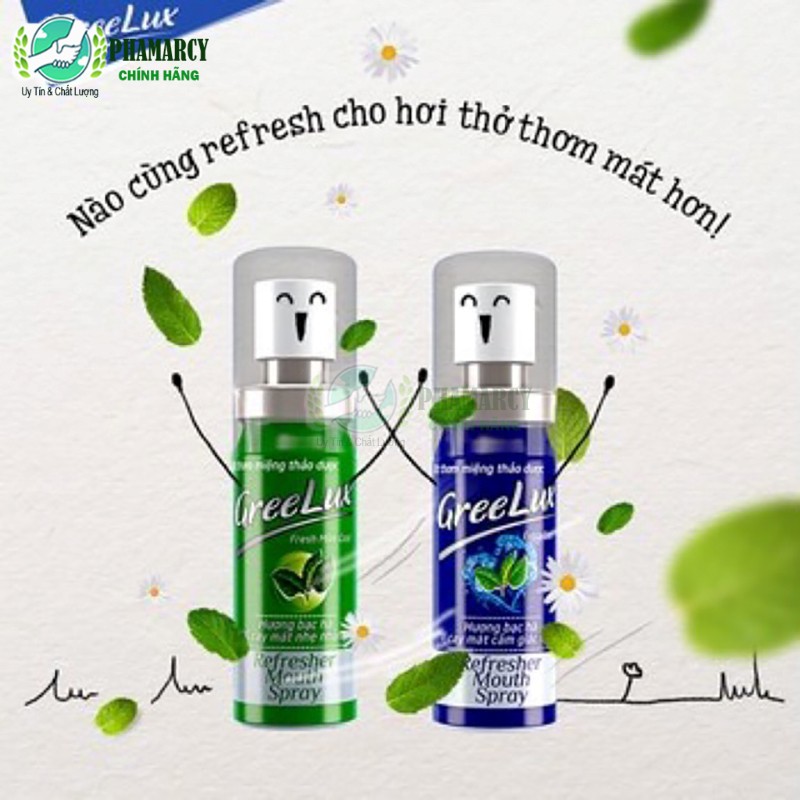 Xịt thơm miệng thảo dược Greelux Bạc Hà Trà Xanh lô Hội khử mùi hôi miệng Greelux