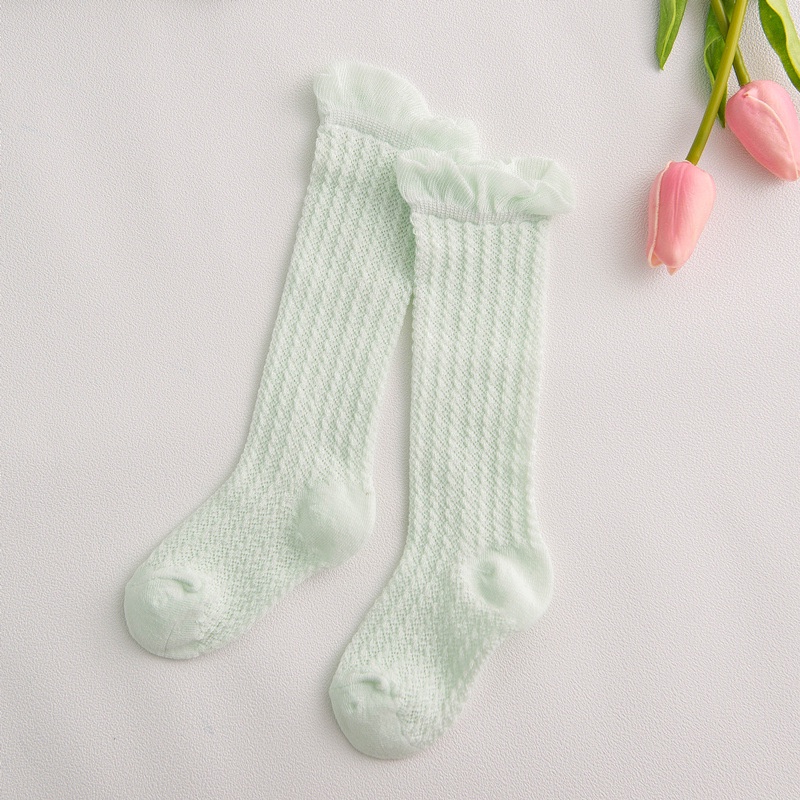 Vớ cotton Cổ Cao Phối Lưới Thoáng Khí Dành Cho Bé Gái