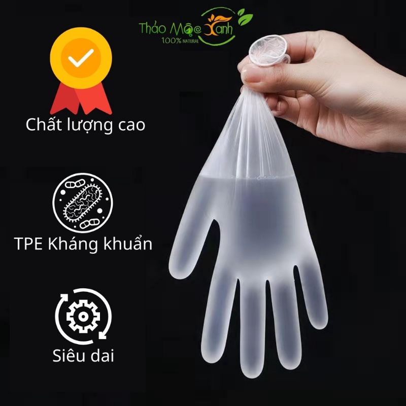 Hộp 100 găng tay cao su TPE Victoria Bay, bao tay siêu dai dùng 1 lần làm bếp nấu ăn vệ sinh