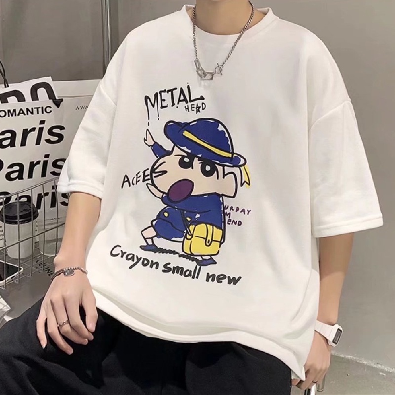 Áo Thun Tay Ngắn Dáng Rộng In Họa Tiết Hoạt Hình Phong Cách Hàn Quốc Thời Trang Mùa Hè Cho Nam Size M-8XL