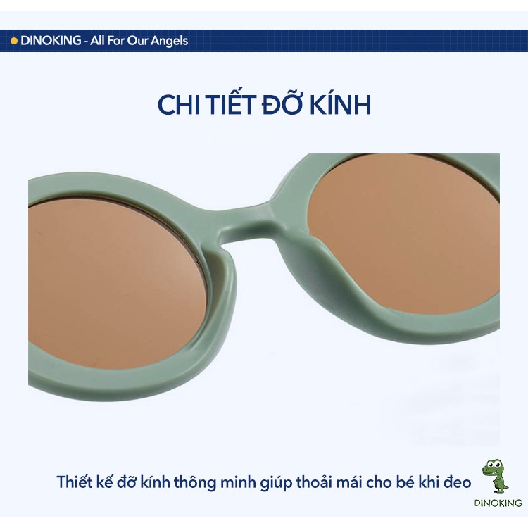 Kính Mát Gọng Tròn Chống Tia Uv Phong Cách Vintage Thời Trang Cho Bé DINOKING KI01