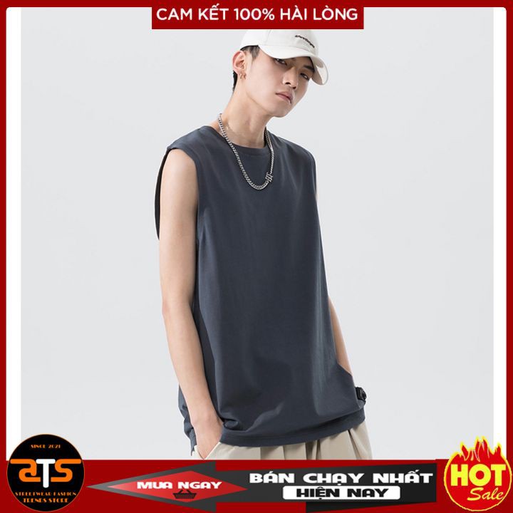 Áo thun sát nách Unisex form rộng Trơn ba lỗ nam nữ oversize