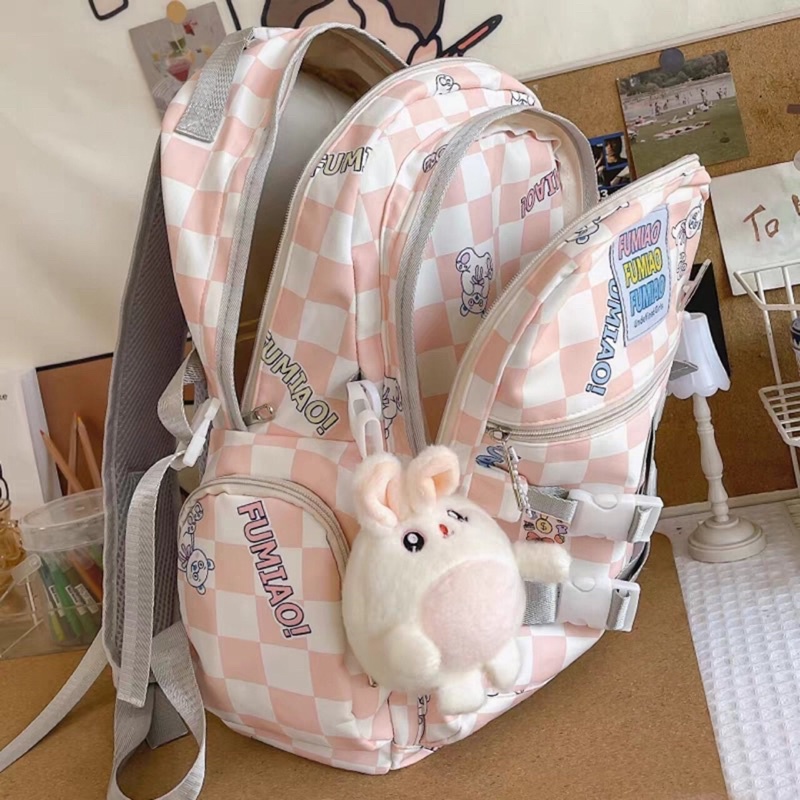Balo đi học Fumi caro ver 2 mới xinh xắn cute  HÀNG CÓ SẴN