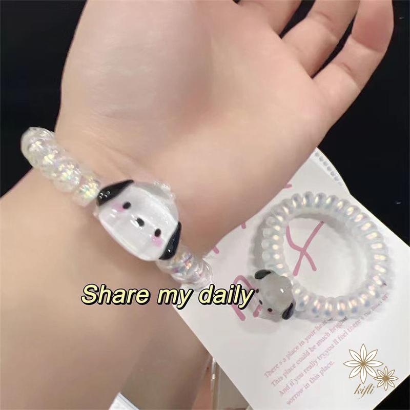 【kifli】Dây Cột Tóc Kiểu Dáng Cún Pochacco Dễ Thương Dành Cho Nữ